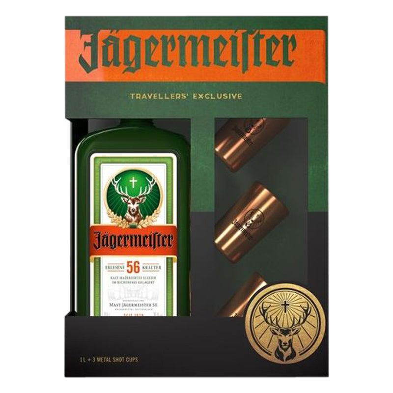 Jägermeister + 3 Metal glasses