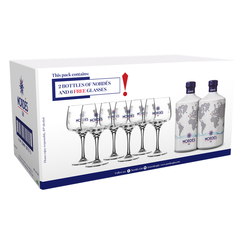 Nordes Gin Special Pack (2 Bottles + 6 Glasses)