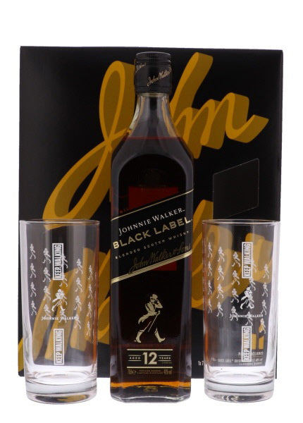 Johnnie Walker Black Label + 2 Highball Glasses
