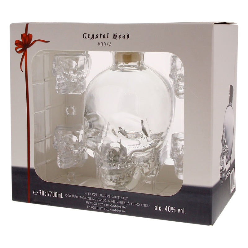 Crystal Head + 4 shot glasses